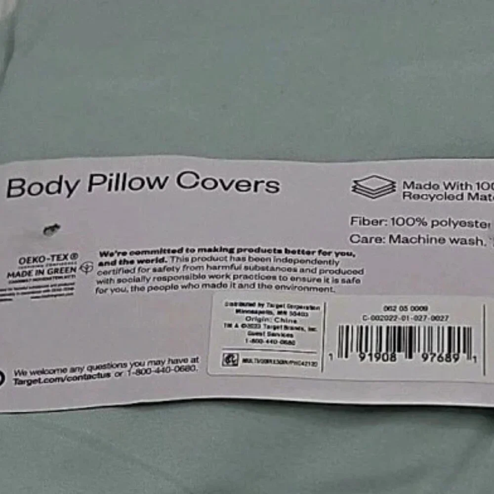 NWT Room Essentials - Body Pillow Covers - Green / Floral - 20 x 50 in - 2 Pack